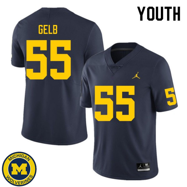 Youth University of Michigan #55 Mica Gelb Navy Alumni Football Jersey